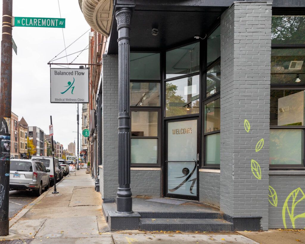 The front door of Balanced Flow, one of the best physical therapy clinics near Wicker Park.