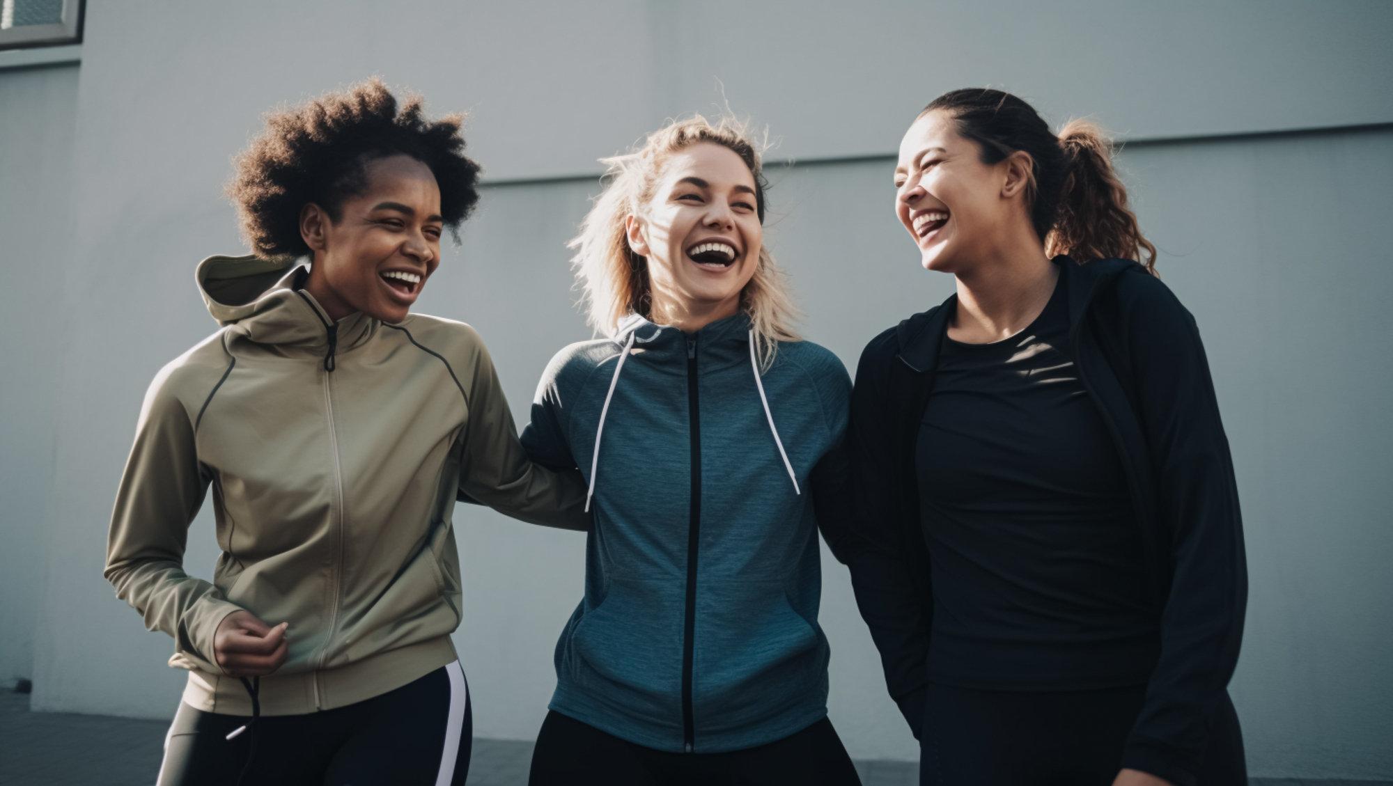 Women in sport outfit laughing because they are happy about hormone therapy in lincoln park