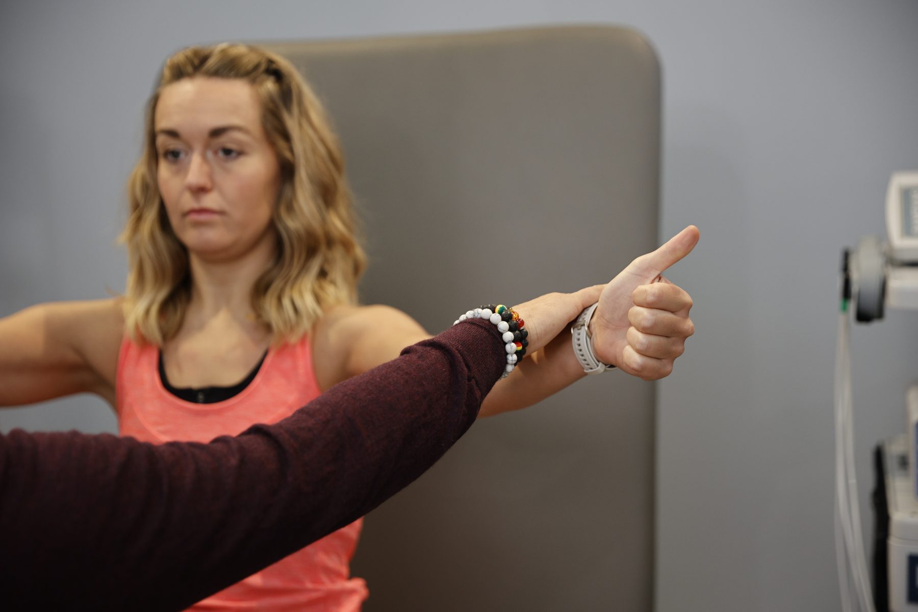 Arm range-of-motion test during a 51-point functional evaluation